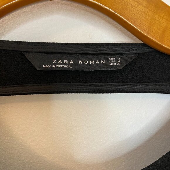 Zara Black Open Back Long Sleeve Shift Dress - Picture 8 of 9